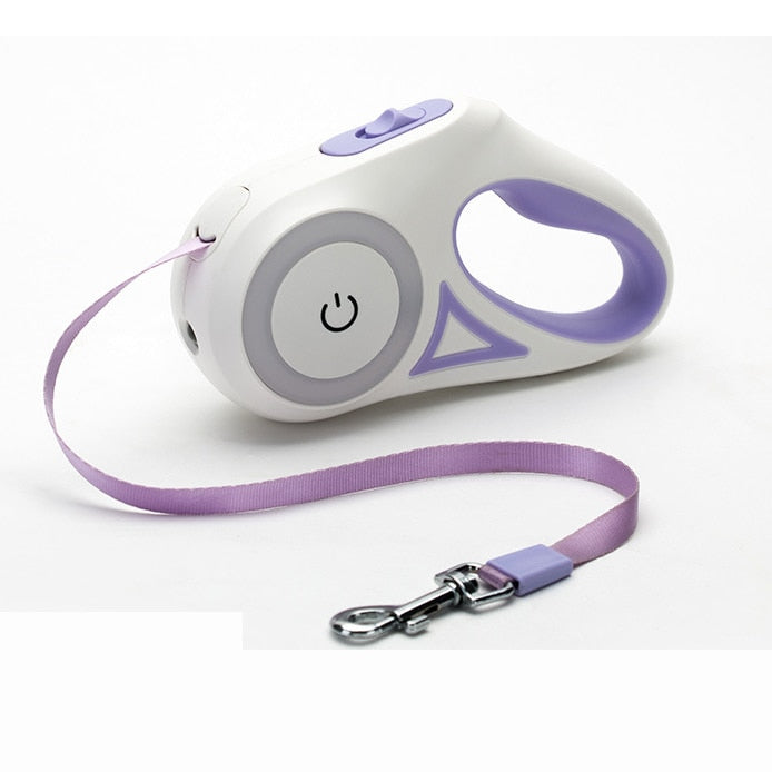 Retractable Dog Leash with LED Light - Automatic Leash for Night Walking